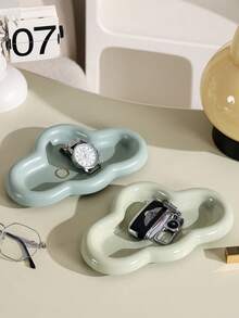 1PC Asymmetrical Cloud-Shaped Ceramic Tray, Nordic Style Jewelry Storage Tray, Decorative Plate For Jewelry Collection, Jewelry Display Tray, Gift For Woman, Home Decor - Multicolor - View 3