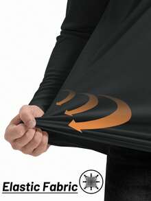 FASBUCO Men's Long Sleeve Athletic Shirts 1/4 Pullover Zip Sun Protection Rash Guard UPF 50+ Outdoor Running T-Shirts - Black - View 5