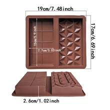 1pc 2 Designs Rectangle, Triangle And Square Silicone Chocolate Bar Mold, Dubai Chocolate Bar, Nuts Chocolate Bar, Cookies, Cake, Baking Tool - Coffee Brown - View 3