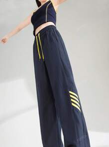 Striped Drawstring Pocket Versatile Loose Casual Fashionable Pants