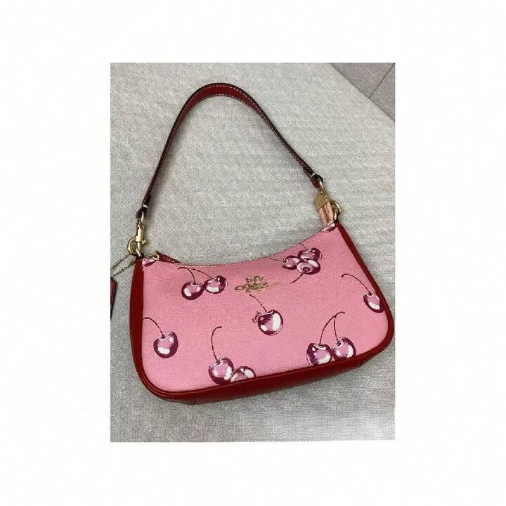 Fruit Print Underarm Handheld Shoulder And Crossbody Bag - Retro Monogram Design