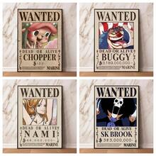 1 件日本经典动漫海报，海贼王赏金通缉令经典卡通人物照片模块化打印现代家居装饰，无框 - 彩色 - 查看 1