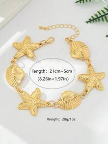 1pc Ocean Series Beach Resort-Style Foot Chain, Unique Design, Simple And Fashionable, Popular Summer Anklet, Suitable To Wear With Dresses/Shorts - Yellow Gold - View 5