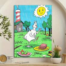 Charming Art Of Green Eggs And Ham On A Rain-Kissed Lawn Under A Warm Sun For Vibrant Wall Decoration - colorful - View 2