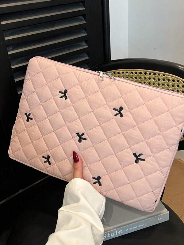 Minimalist Luxury Solid Color Bowknot Laptop/Tablet Sleeve Carrying Case Organizer, Multiple Sizes