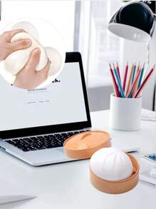 1/2pcs Dumpling Squishy Fidget Toy, Dumpling Stress Ball Steamed Stuffed Bun Squeezing Stress Relief Toy, Dough Balls Squishy Dumpling Fidget Sensory Decompression Toy White Squishy Bun Adult Gift