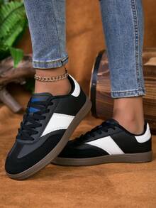 Couple Shoes Size 36-45, Women's Casual Shoes Men's Sports Shoes, Lace-Up Soft Bottom Flat Comfortable Men's Shoes, Lightweight Low-Top Everyday Sneakers - Black - View 4