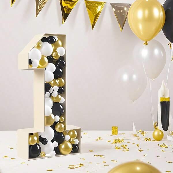 1pc 70cm Height 3D Digit "0"-"9" Balloon KT Board Frame, Party Decor DIY, Valentine's, Birthday, Anniversary, Wedding Decoration, Clip-On Easy Assembly, Balloons Not Included (Heat Gun Reinforcement Recommended For Better Effect)