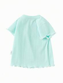 Balabala Áo thun tay ngắn cho bé gái 2025 mùa hè ngọt ngào - hồng xanh - Xem 2