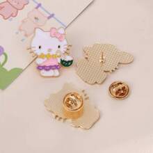 Sanrio 1 pieza/Set de 7 Broches de Hello Kitty de Sanrio, alfileres de esmalte de gato blanco de dibujos animados de Sanrio, insignias de metal estilizadas de animales, accesorios para bolsos y ropa.