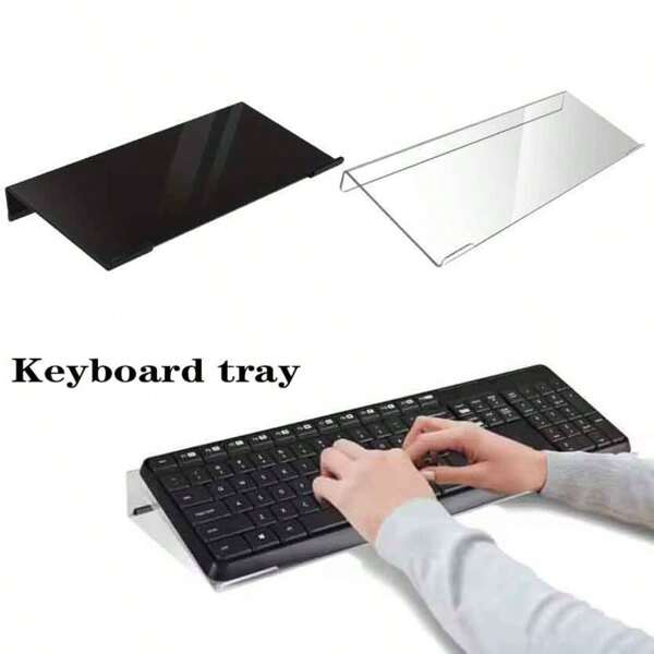 1pc Acrylic Keyboard Stand - Compact Desk Riser For Keyboard And Mini PC, Durable Plastic, No Battery Required, 2 Color Options, Space-Saving Design, Suitable For Modern Workspaces, Keyboard Stand | Stylish Keyboard Stand | Durable Plastic Stand, Keyboard Tray Back To School