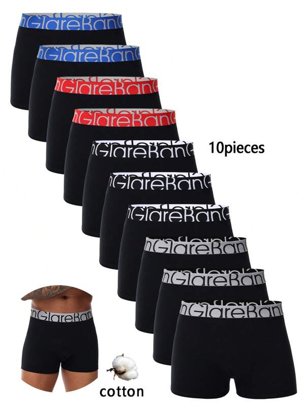Paquete de 10 unidades de calzoncillos Boxer de algodón para hombre, bragas masculinas, marca de ropa interior y ropa interior para hombre, conjunto de lujo, Kit de calzoncillos
