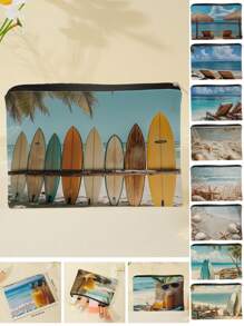 1 Stück Kosmetiktasche mit Reißverschluss und Strandmotiv, Kulturbeutel Organizer für Frauen, Geschenk für Freunde & Lehrer