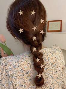 12pcs Y2K Metal Pentagon Star Hair Clips, Suitable For Everyday Wear - Multicolor - View 1