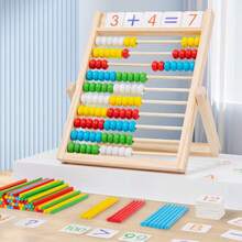 Wooden Calculation Rack Math Learning Toy, 10-Row Wooden Frame Abacus Multi-Color Beads, Enlightenment Intelligence Development Early Teaching Aids For Kid Birthday, Halloween, Christmas Gift