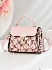 1pc Retro Floral Print One Shoulder Handbag, Twist Lock Flap Zipper Wallet, Elegant Women Purse For Holiday Outfit, Sweet Style Gift For Ladies