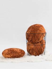 1pc/2pcs Frost Fleece Solid Color Round Throw Pillow Cover, Minimalist Velvet Decorative Cushion Cover For Living Room, Bedroom, Sofa, Garden, Diameter 45cm, Pillow Insert Not Included - Grey - View 7