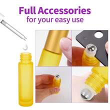 6PCS Glass Roller Bottles 10ml Gradual Change Colourful Roller Ball Bottle,Perfume Massage Roller Ball Bottle,Essential Oil Bottles,Matte Glass Bottle Perfect For Aromatherapy, Fragrance, Perfume(Ball Material Random)
