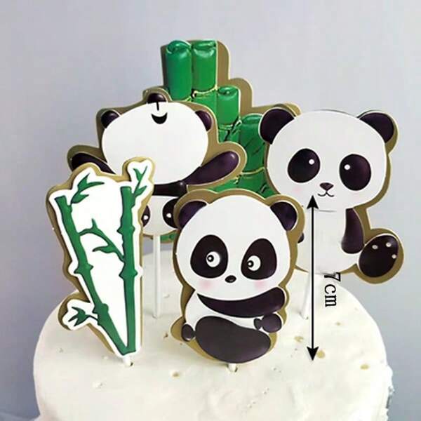 1 set de décorations de gâteau avec panda et bambou, convient pour la décoration de gâteau d'anniversaire