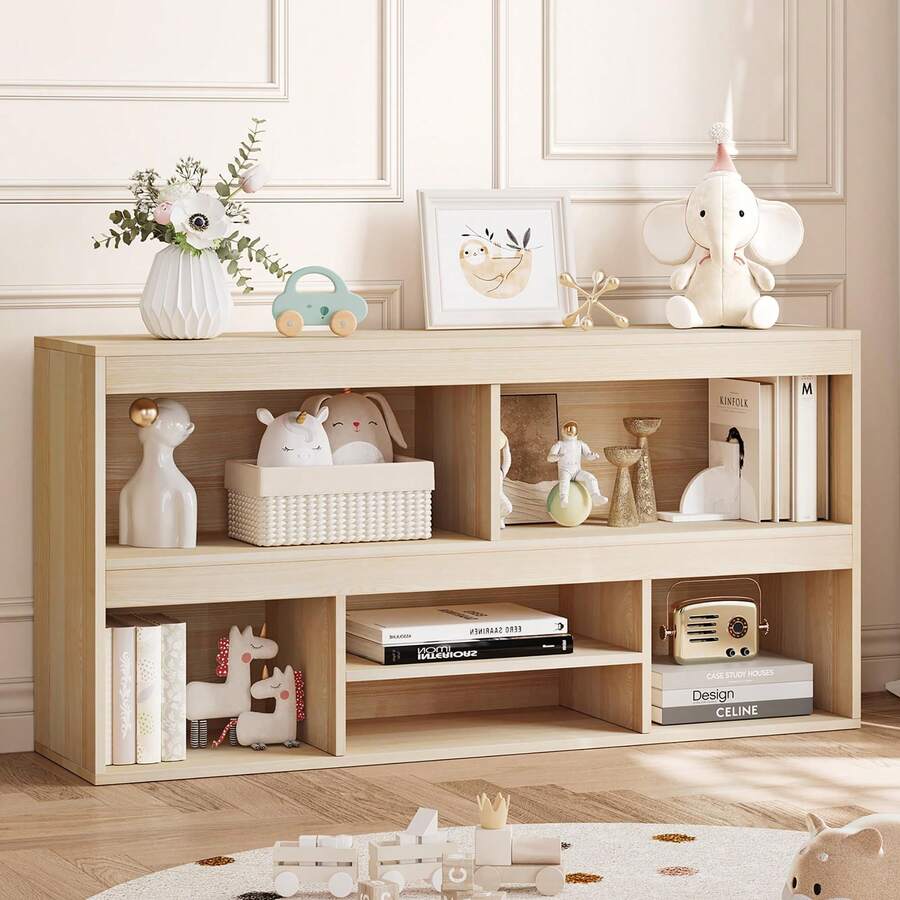 Huisuilinss Toy Storage Organizer,5 Cube Kids Bookshelf,Wood Storage Cabinet,Kids Bookcase,Children's Toy Shelf For Boys Girls Playroom Classroom Nursery Kids Room Hallway - Wood color - View 1