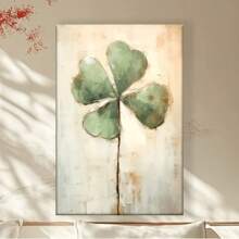 1pc Canvas Art Print,Four-Leaf Clover Art,Wood Framed Painting (1) Thickness 2. 5 Cm/ 1 Inch-Home Decoration For All Occasions,Ideal New Year, Valentine's Day,Thanksgiving,Easter,Christmas Gift,Room Decoration Aesthetic,Wall Decoration Art,Perfect Gift,Autumn And Winter Wall Decoration,Living Room Decoration, Bedroom Decoration, Kitchen Decoration, Entry Decoration, Bathroom Decoration, Direct Wall Painting, High Quality Wall Painting Poster,Modern Home Decoration Stretched And Framed Ready To Hang