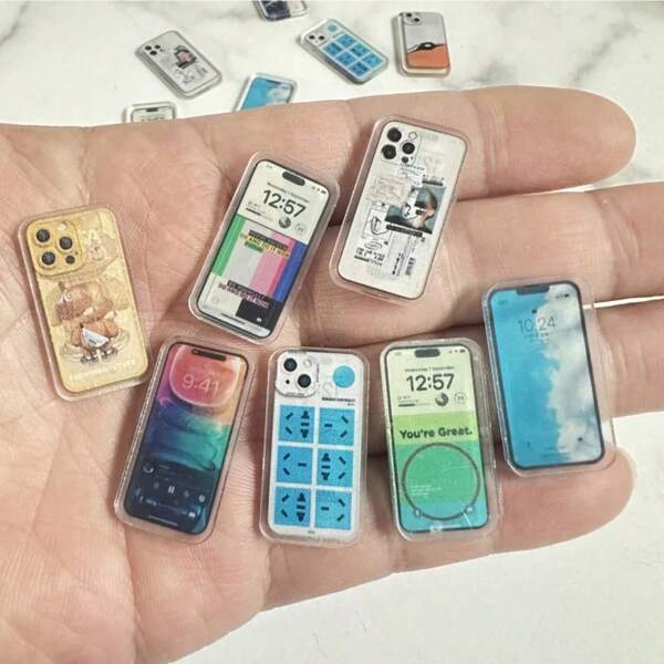 5pcs Mini Bt21 Mobile Phone Model, Realistic Cellphone Replica, Miniature Telephone Decor, Food Prop Phone Model, Doll House Accessories