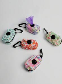 1pc Pet Walking Printed Trash Bag Dispenser, Fashion Dog Poop Clean-Up Bags, Leash Clip On Waste Bag Holder