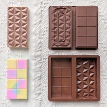 1pc 2 Designs Rectangle, Triangle And Square Silicone Chocolate Bar Mold, Dubai Chocolate Bar, Nuts Chocolate Bar, Cookies, Cake, Baking Tool - Coffee Brown - View 5