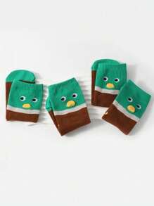 1 Par/2 Pares/4 Pares Meias Crew de Mulher com Estampa de Pato Fofa, Macia e Confortável, Design de Meia-Altura na Moda, Adequado para Feriados e Aniversários
