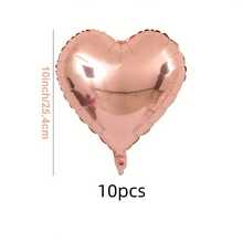 kumozawa 10 个玫瑰金色心形铝箔气球，10/18 英寸 - 耐用且易于使用，适用于浪漫庆典、婚礼和派对装饰、婚礼气球 - 玫瑰金 - 查看 9