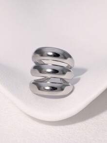 1pc European And American Retro Niche Punk Stainless Steel Exaggerated Geometric Open Ring, Suitable For Women's Daily, Party And Date Wear