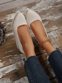 Women's Flat Loafers, Fashionable Versatile Casual Slip-On Pointed Toe Wedge Shoes