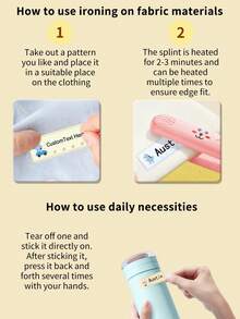 【可定制】个性化姓名标签 - 10/30/60/90 张可水洗熨烫标签，卡通图案贴纸，适用于校服、床上用品、帽子、鞋子、背包、办公及家居用品 - 返校礼物，尺寸 1.77*0.62 英寸，返校季，学习用品，返校季特惠，返校用品，多功能，耐用，装饰性强，可重复使用，精致，时尚，高品质，色彩丰富，现代，可定制，个性化，独特，送给他的理想礼物，送给她的理想礼物，男友，爸爸，女友，妈妈，家人，朋友，茶室，家居，花园，办公室，周年纪念日，情人节，母亲节，生日，父亲节，毕业典礼，婚礼乔迁之喜，节日日历