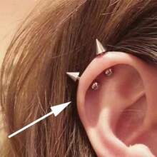 1 Pc Stainless Steel Spike Eyebrow Piercing Jewelry, Curved Barbell Vertical Labret Lip Rings, Spike Tragus Helix Earrings Rook Nose Bridge Rings For Women Men