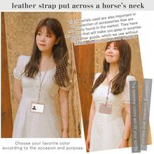 Badge Holder With Retractable Detachable Neck Strap Horizontal PU Leather Badge Clip With 1 Clear Window And 2 Card Slots On The Back Card Holder Wallet Business Card Holder Credit Card Holder Teacher Lanyard With Id Holder Card Holder Women For Women Mini Wallet Card Wallet