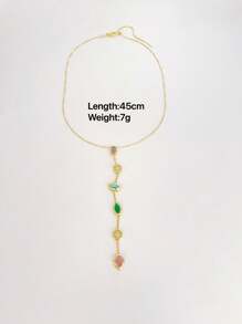 1pc Versatile High-Quality Colorful Zirconia Long Pendant Necklace, Suitable For Women Everyday Wear