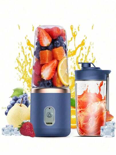 1 st. bärbar 2-i-1-mixer och juicepress, design med dubbla koppar, blad i rostfritt stål, USB-laddningsbar, lätt att rengöra, lämplig för att göra smoothies, isbitar, köksnyttiga saker, perfekt present till alla hjärtans dag, mors dag, fruktmixning | Modern snygg design | ABS-plastmaterial, praktisk nyårs- och julklapp för kvinnor