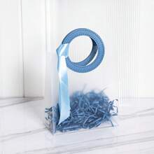 10 Stück PVC Geschenktüten mit zerfetztem Papier und Schleifen, klare PP-Tragetasche, Hochzeits-DIY-Zubehör, Festival-Souvenirs, Party-Geschenke, Schmuckverpackung, Tragetasche, Geburtstagsfest-Süßigkeitentüten, Sommer-Geschenke, Schul-Rückkehr-Schul-Utensilien, Raumdekoration