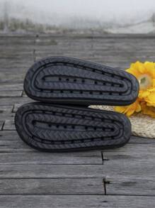 1 par de chanclas casuales para mujer con diseño de oso de dibujos animados y lazo, de unicolor, básicas y elegantes, adecuadas para la playa, las vacaciones y como regalo para el Día de la Madre