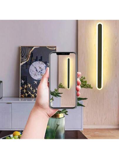 Moderne LED Wand Light, Black, 40/60cm, USB Charging Touch Sensing Aluminum Acrylic Material, Wit Exterior Mounted Linear Gardens, Porches, Balconies Stairwells view 7