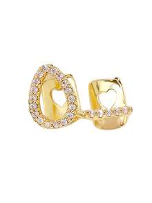 1-2PCS Grillz Tooth Cap Grills For Your Teeth Golden, Silvery Fashion Teeth Jewelry For Women Men Rapper Costume, Music Festival Golden/Silvery - Multicolor - View 2