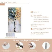 1pc Unframed Canvas Painting Abstract Fortune Tree Art, Unframed Wall Decor, Fashion Theme, Great For Living Room, Bedroom, Office, Bathroom, Bar, Hallway - Home Decor Gifts, Posters, Wall Art, Room Decoration Stuff, Modern