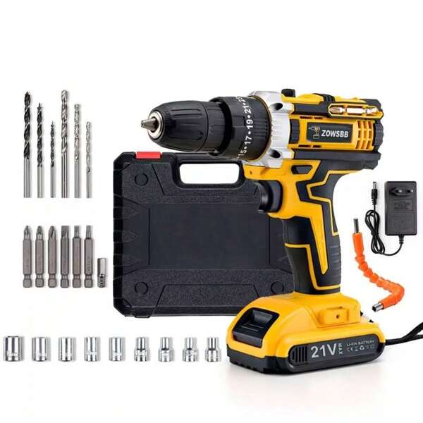 Parafusadeira Profissional 26V/48V com 2 Baterias, Kit Completo + Estuche e Acessórios (46 Peças)
