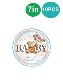 10 قطعة مناديل ورقية أطباق على شكل دب أرعوني للديكور، أطباق ورقية قابلة للتخلص منها على شكل دب أرعوني، لحفلات أعياد الميلاد والتجمعات العائلية