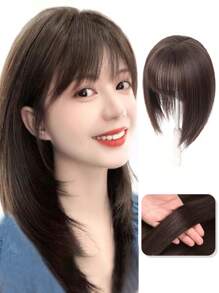 10 英寸合成女士假发片女士假发片 3D 法式刘海自然蓬松轻盈无缝遮盖白发稀疏发饰