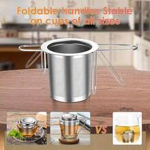 304 Stainless Steel Tea Strainer Reusable Tea Drain Tea Infuser Tea Leaf Spice Tea Filter Kitchen Accessories Tea Infuser Fine Mesh Filters, Handled Tea Strainers Filters, Large Capacity Tea Strainer Back To School - Silver - View 7
