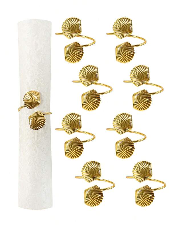 4-6 Pcs/Set Mini Shell Napkin Rings, Simple Napkin Holders For Cloth Napkins, Suitable For Wedding, Reception, Dinner Party, Birthday, Home Gathering, Party Decor