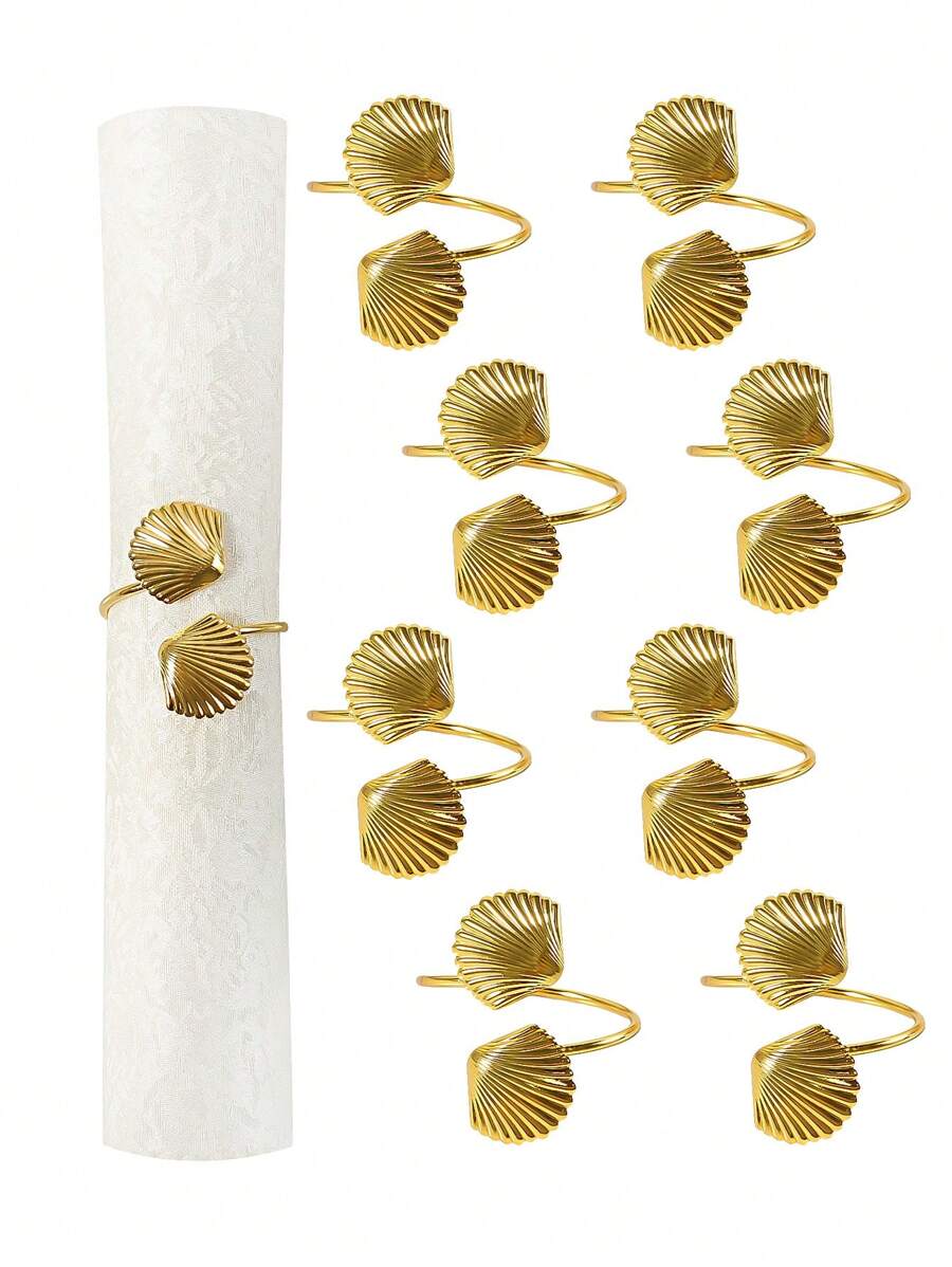 4-6 Pcs/Set Mini Shell Napkin Rings, Simple Napkin Holders For Cloth Napkins, Suitable For Wedding, Reception, Dinner Party, Birthday, Home Gathering, Party Decor