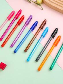 10pcs Colorful Ball Point Pens, Multi-Color Drawing Marker Pens Suitable For School & Office Use Back To School