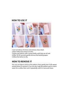 10 件/套彩色花卉临时纹身贴纸，水彩风格逼真玫瑰、雏菊、百合图案，持久防水，适合单身派对、女性、手腕、手臂、锁骨、胸部、背部、腿部、自然美爱好者、日常、度假 - 彩色 - 查看 11